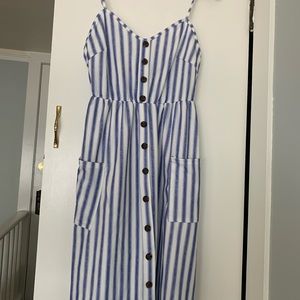 Blue and White strip midi dress